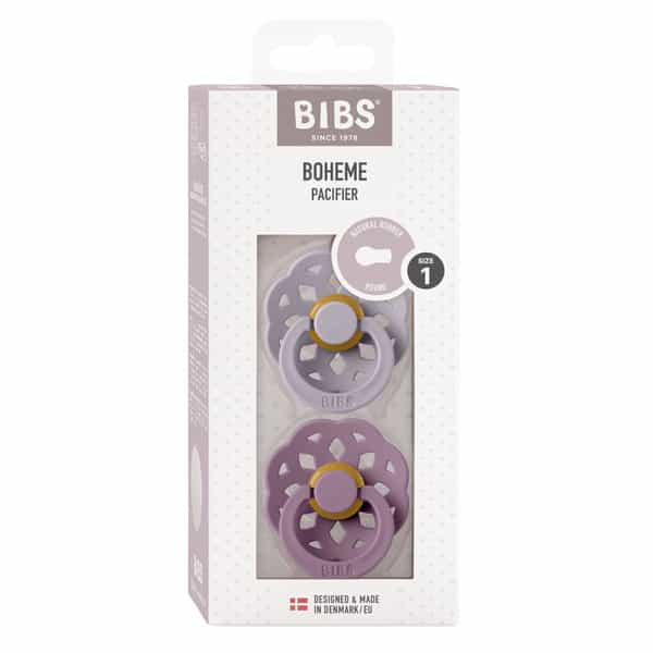 Bibs Boheme 2 Pack Latex Size 1 Fossil Grey/Mauve - 0+ Months