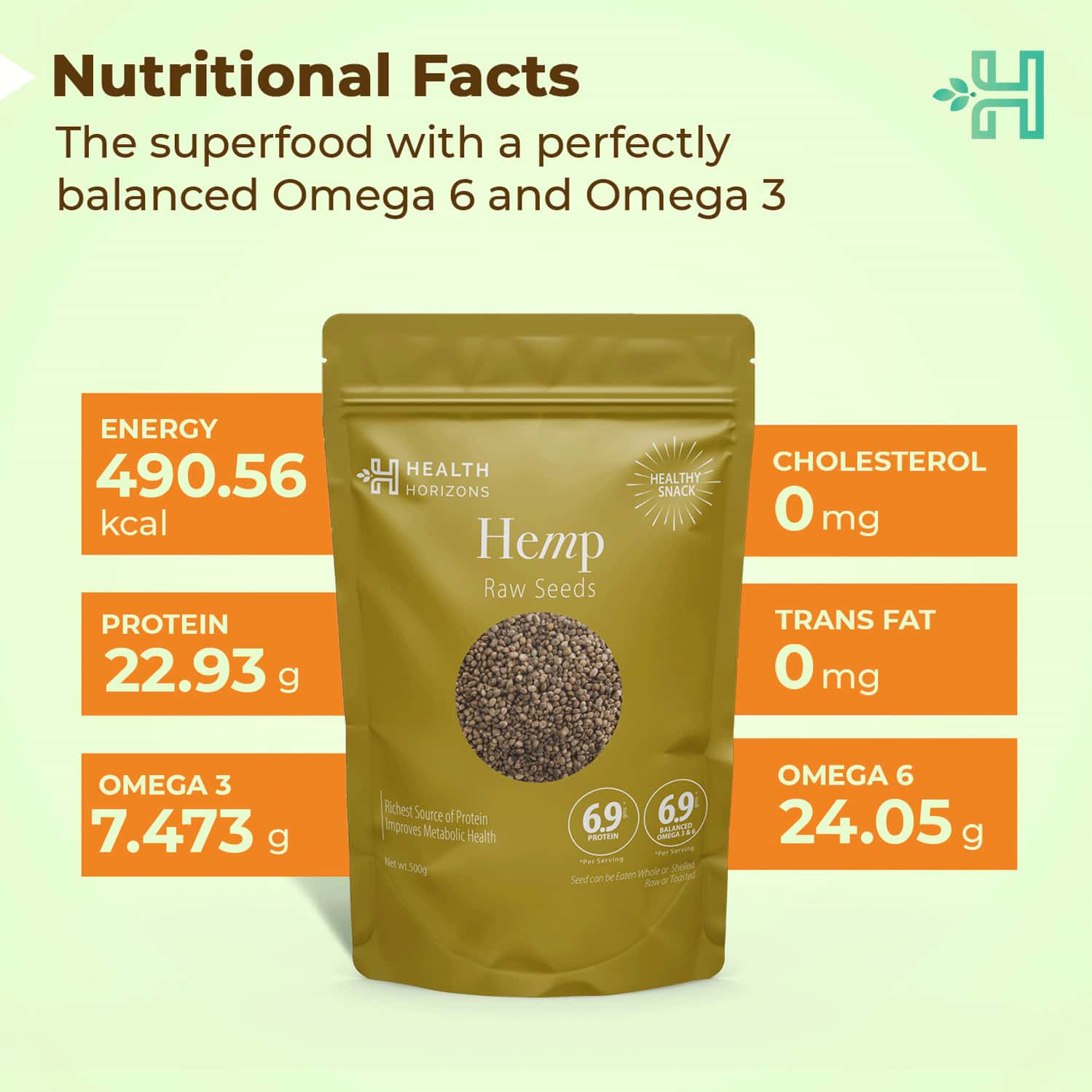 Buy HEALTH HORIZONS RAW HEMP SEEDS WITH FATTY ACIDS, PERFECTLY BALANCED