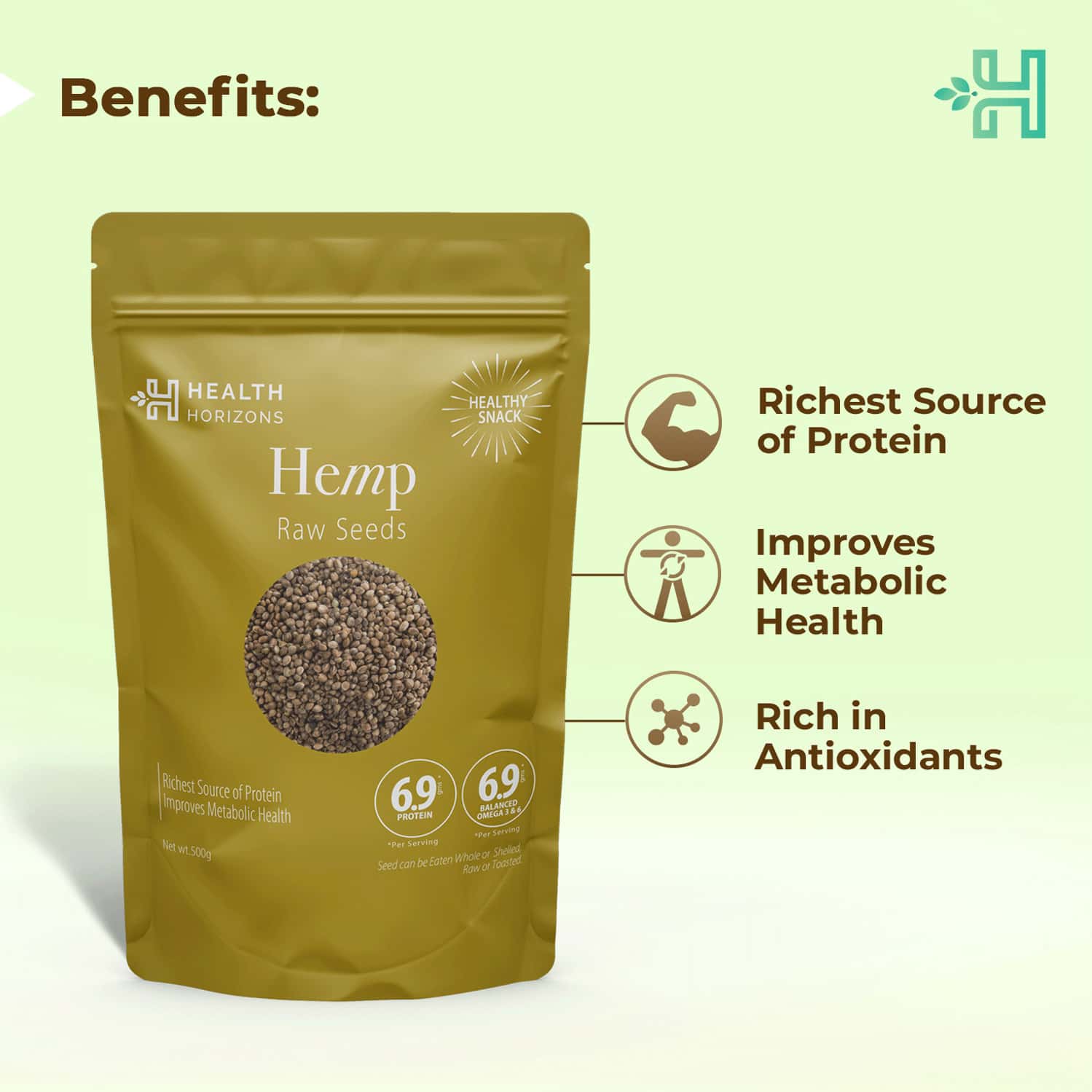 Buy HEALTH HORIZONS RAW HEMP SEEDS WITH FATTY ACIDS, PERFECTLY BALANCED