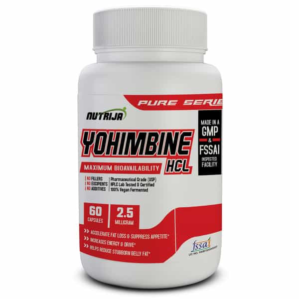 Nutrija Yohimbine Hcl 2.5Mg [Strength & Potent Fat Burner] - 60 Capsule