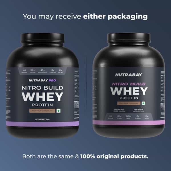 Nutrabay Pro Nitro Build Whey Protein - 2Kg | Rich Milk Chocolate - 22 Servings | For Men And Women
