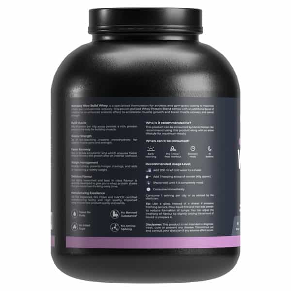 Nutrabay Pro Nitro Build Whey Protein - 2Kg | Rich Milk Chocolate - 22 Servings | For Men And Women