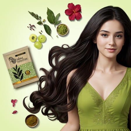 Nisha Nature Mate Henna Based Hair Colour Original Black 60g | No Ammonia/Resorcinol | 100% Coverage