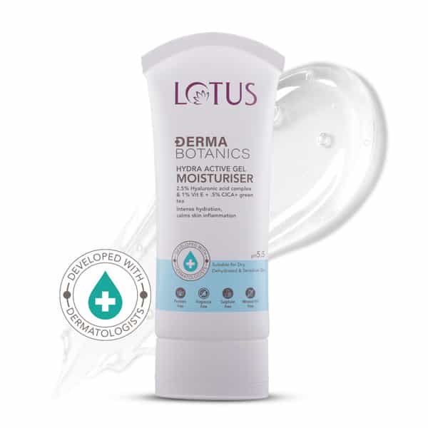 Lotus Dermabotanics 2.5% Ha Complex & Vit E + 5% Cica & Greentea Hydra Active Gel Moisturiser 50G