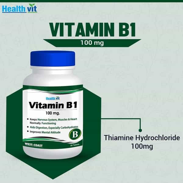 Healthvit Vitamin B1 Thia-Min 100Mg Multivitamin Tablets Bottle Of 60