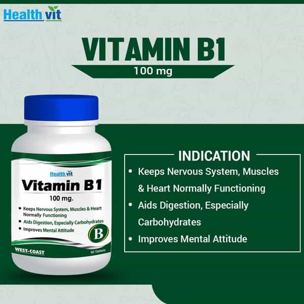 Healthvit Vitamin B1 Thia-Min 100Mg Multivitamin Tablets Bottle Of 60