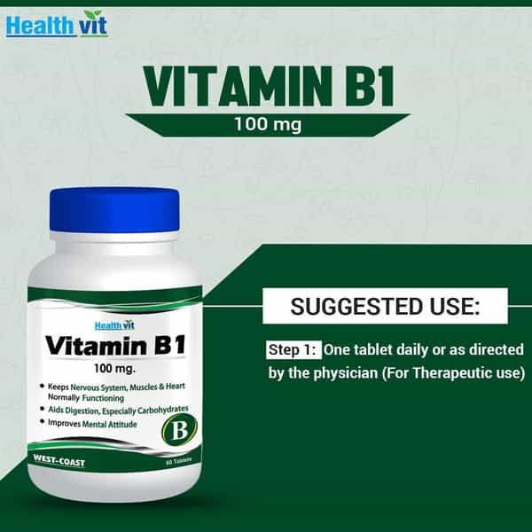 Healthvit Vitamin B1 Thia-Min 100Mg Multivitamin Tablets Bottle Of 60