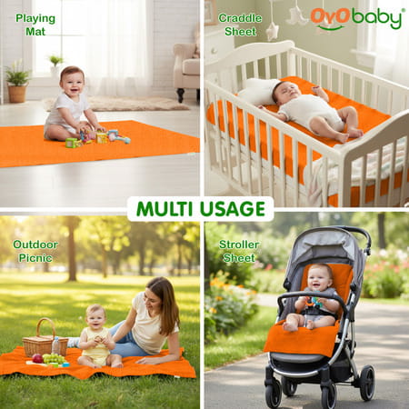 Oyo Baby Waterproof Bed Protector Baby Dry Sheet Medium Peach (70 Cm X 100 Cm)