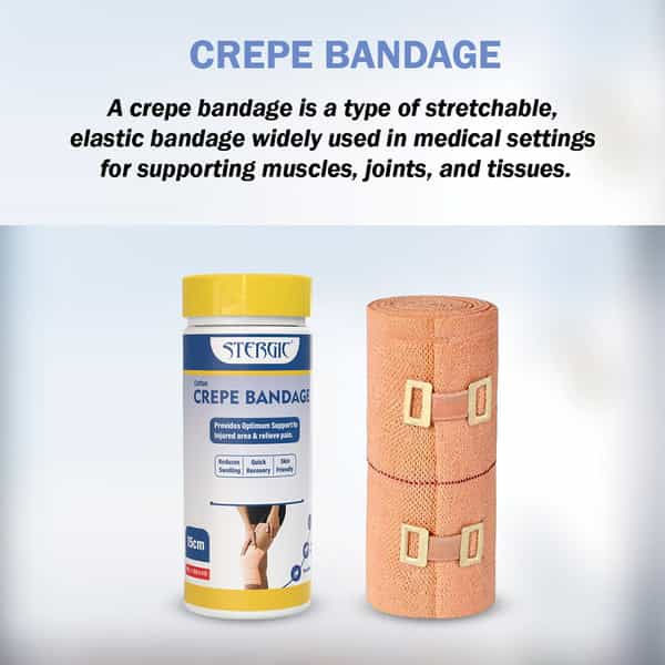Stergic Crepe Bandage With Flexible Clips Pain Relief Garam Patti (15Cm X 4M)