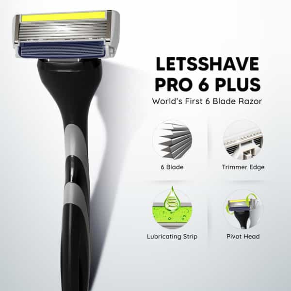 Letsshave Beard Body Head And Pro 6 Razor Kit For Men
