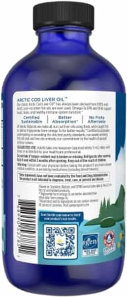 Nordic Naturals Arctic Cod Liver Oil 1060 Mg Omega 3 Fish Oil Epa & Dha Unflavored 237Ml