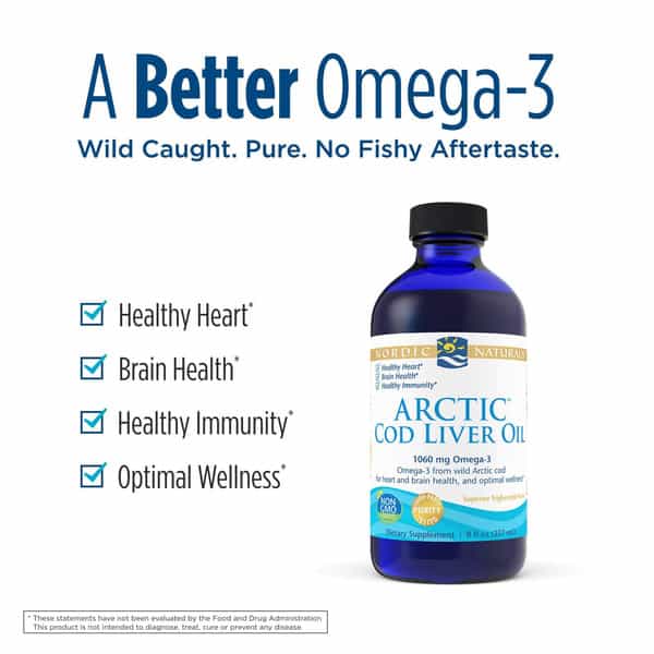 Nordic Naturals Arctic Cod Liver Oil 1060 Mg Omega 3 Fish Oil Epa & Dha Unflavored 237Ml