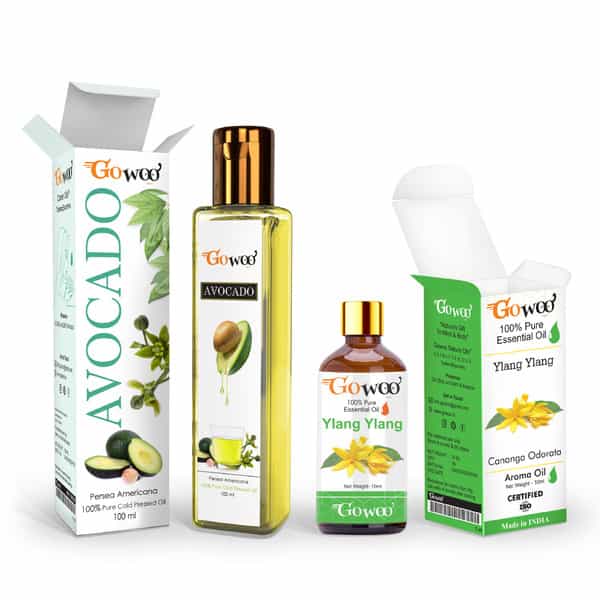 Pack Of 2 Ylang Ylang Essential Oil & Avocado Carrier Oil - 100% Pure & Natural Oil For Hair & Skin