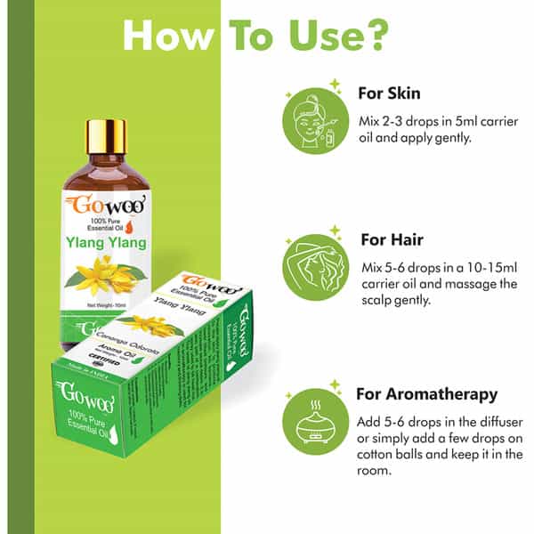 Pack Of 2 Ylang Ylang Essential Oil & Avocado Carrier Oil - 100% Pure & Natural Oil For Hair & Skin