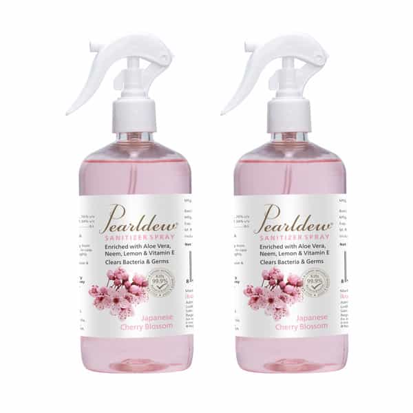Pearldew Sanitizer Spray (Cherry Blossom) 500 Ml | Aloe & Neem | Paraben Free (Pack Of 1)