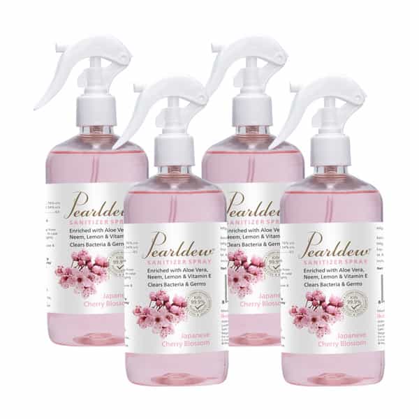 Pearldew Sanitizer Spray (Cherry Blossom) 500 Ml | Aloe & Neem | Paraben Free (Pack Of 1)