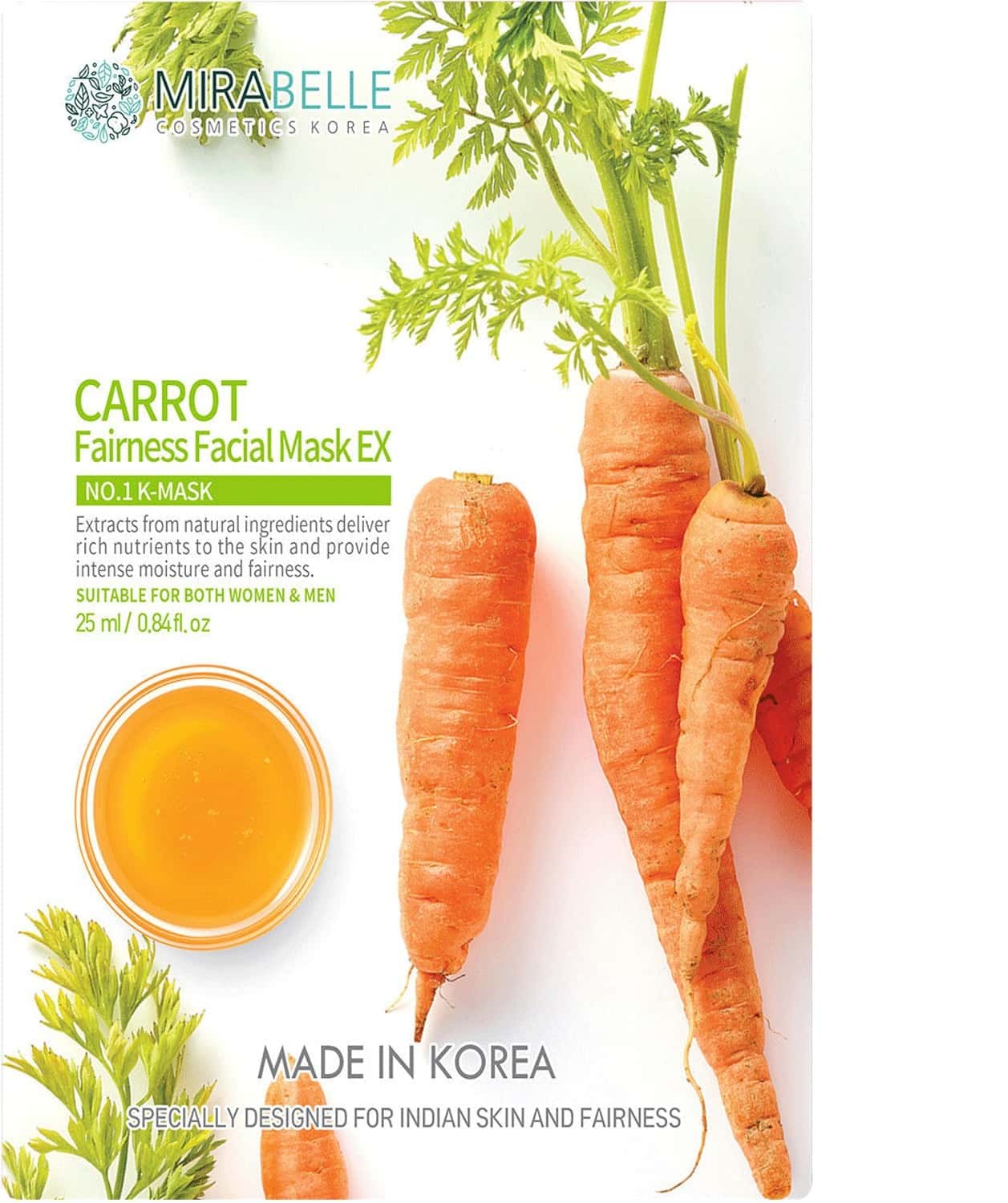 Mirabelle Carrot Fairness Facial Sheet Mask Ex