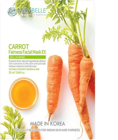 Mirabelle Carrot Fairness Facial Sheet Mask Ex