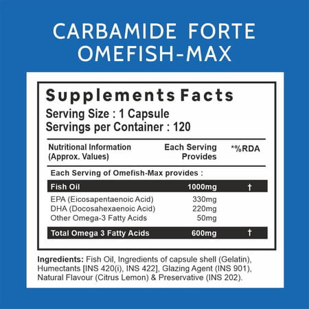 Carbamide Forte Double Strength Fish Oil 1000mg With Omega 3 600mg-120 Capsules