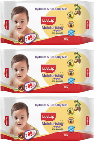 Luvlap Paraben Free Baby Wipes With Jojoba Oil (72 Wipes/pack Pack Of 3)