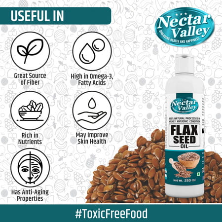 Nectar Valley Cold Pressed Flaxseed Oil | Rich In Omega 3 & Omega 6 Fatty Acids - 250ml