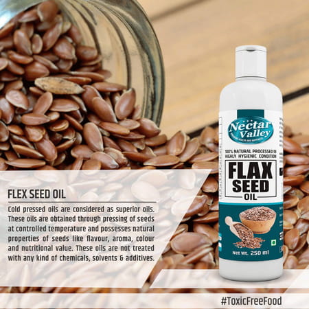 Nectar Valley Cold Pressed Flaxseed Oil | Rich In Omega 3 & Omega 6 Fatty Acids - 250ml