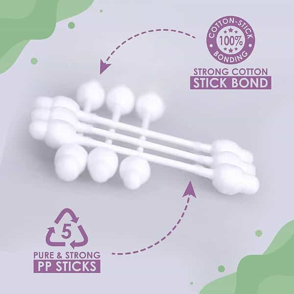 Luvlap Baby 100% Unbleached Cotton Buds Ear Drum Protection Stem Made Of Paper 55 Swabs