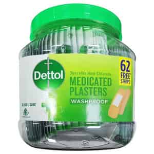 Dettol Medicated Plasters | Antiseptic | Washproof | 110 + 62 Free | Jar