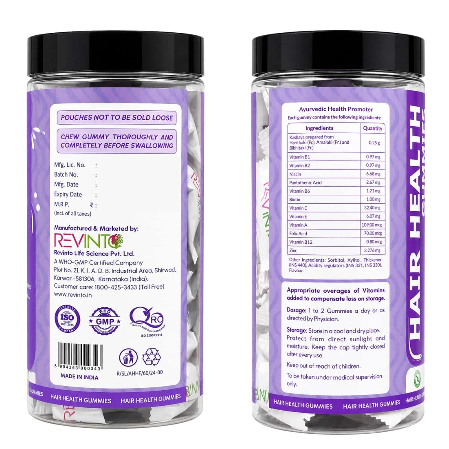 Revinto Hair Health Gummies | Nourish Hair From Within | 60n