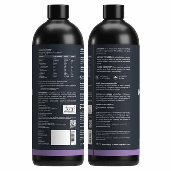 Nutrabay Pro Liquid L-Carnitine With Vitamin B5 | Lemon Lime - 450Ml