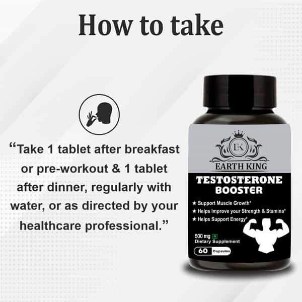 Earth King Testosterone Booster Capsule|Bodybuilding & Muscle Growth Supplement - 60 Capsules