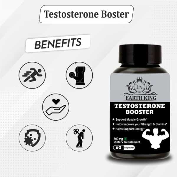 Earth King Testosterone Booster Capsule|Bodybuilding & Muscle Growth Supplement - 60 Capsules