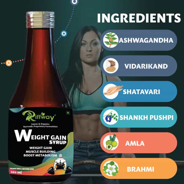 Riffway Weight Gain Syrup | Gain Weight The Right Way 100% Ayurvedic (1X200ml)