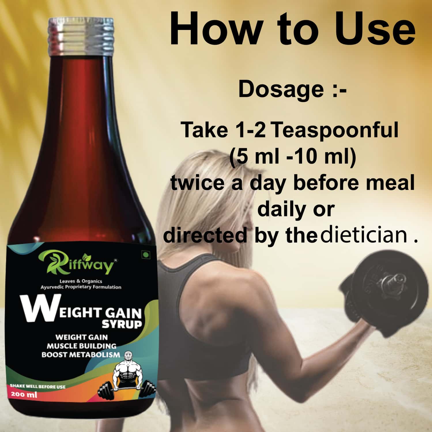 Riffway Weight Gain Syrup | Gain Weight The Right Way 100% Ayurvedic (1x200ml)