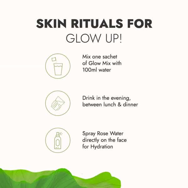 Kapiva Skin Foods Glow Powder 30 Sachets & Rose Water 200 Ml | For Glowing Skin Inside Out