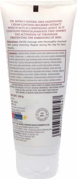 Dr Batra's Natural Skin Lightening Cream Enriched With Mulberry Extract - 100 Gm