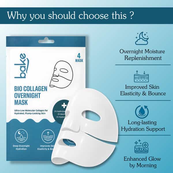 Bake Bio Collagen Overnight Hydrogel Mask | Skin Firming Hydration & Brightening | 40G X Pack Of 4