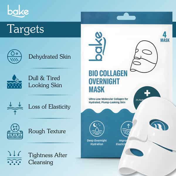 Bake Bio Collagen Overnight Hydrogel Mask | Skin Firming Hydration & Brightening | 40G X Pack Of 4