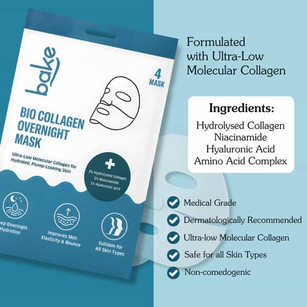 Bake Bio Collagen Overnight Hydrogel Mask | Skin Firming Hydration & Brightening | 40G X Pack Of 4