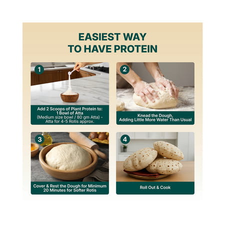 Good Monk Plant Protein For Rotis | Add To Atta | No Taste Change | 20G Protein In 4 Roti | 35 Serve