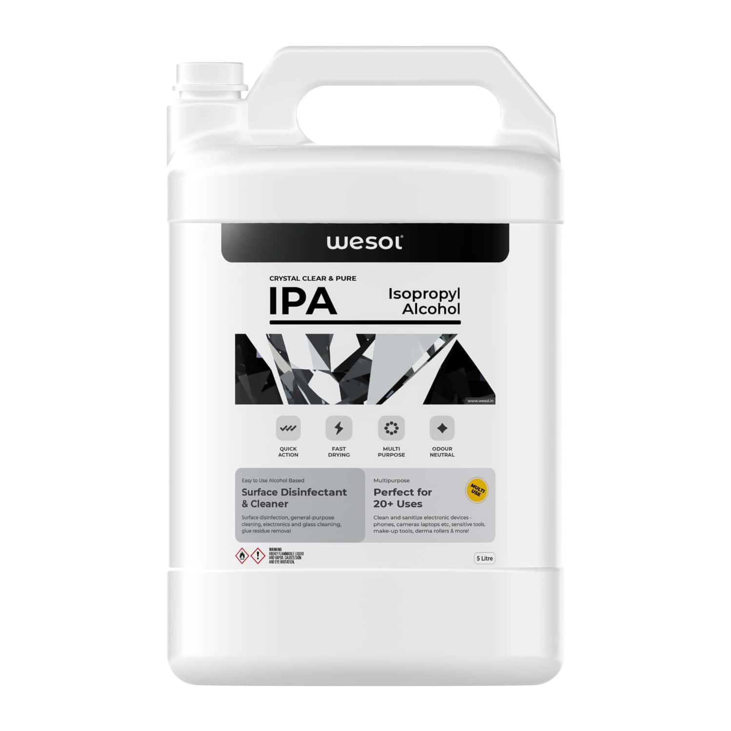 Wesol Ipa Isopropyl Alcohol 99.9% Electronics Cleaner Spray 5 Ltr