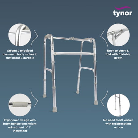 Tynor Walker Invalid's Reciprocating All Pods Silver Universal Size 1 Unit