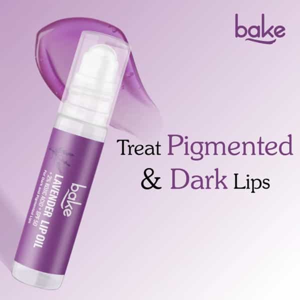 Bake Lavender Lip Oil With 2% Kojic Acid & Spf 50 For Dark & Pigmented Lips - 15G
