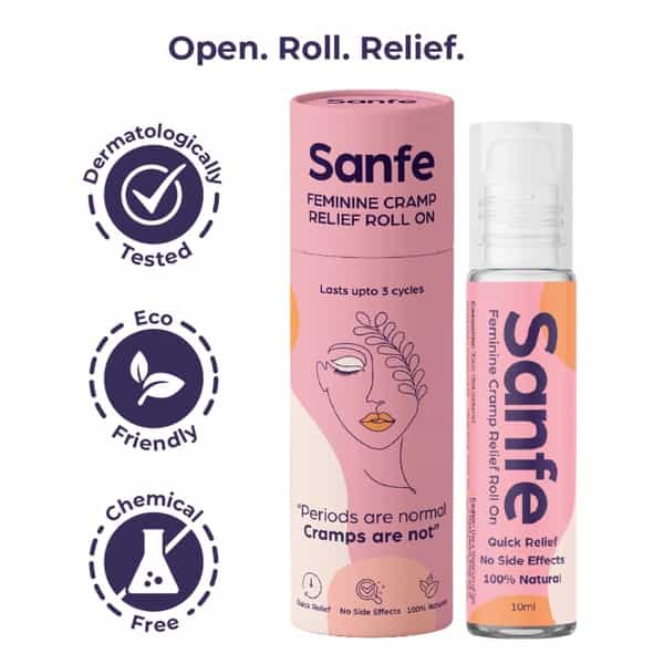 Sanfe Feminine Cramp Relief Roll On For Instant Relief From Period Pain - 10 Ml