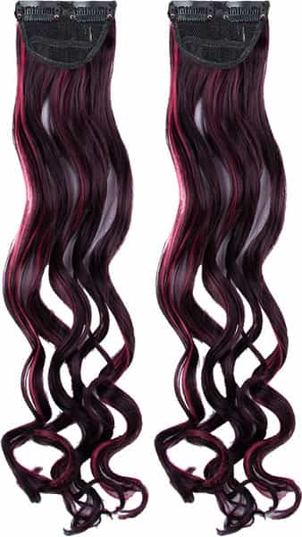 Streak Street Clip-In 20" Curly Burgundy Side Patches (2Pcs Set)