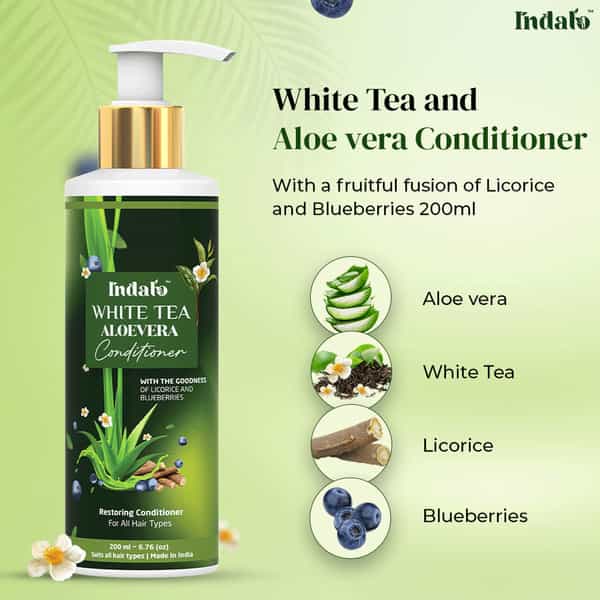 Indalo White Tea Aloe Vera Hair Growth Conditioner For Strengthening & Volumizing Oily Hair - 400Ml