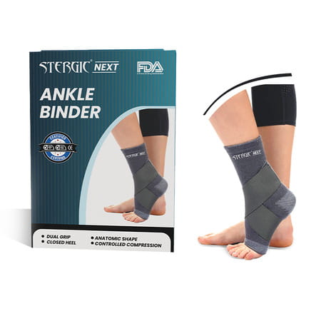 Stergic Next Ankle Support Binder Dual Grip Anatomic Fit Breathable Us Fda Approved L Size 1 No'S