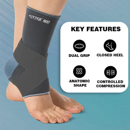 Stergic Next Ankle Support Binder Dual Grip Anatomic Fit Breathable Us Fda Approved L Size 1 No'S