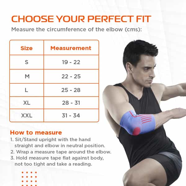 Vissco Elbow Support With Strap For Ideal Compression To The Strained Muscles - Xl (Blue)