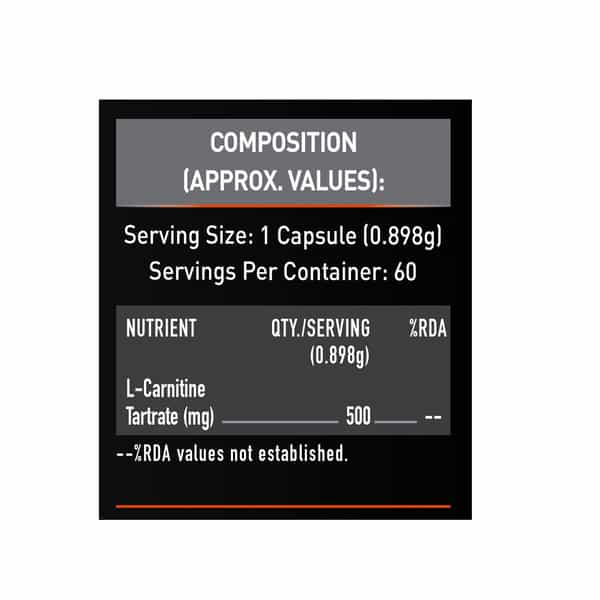 Muscleblaze L-Carnitine L-Tartrate (Unflavoured | 60 Capsules) | 500Mg L-Carnitine